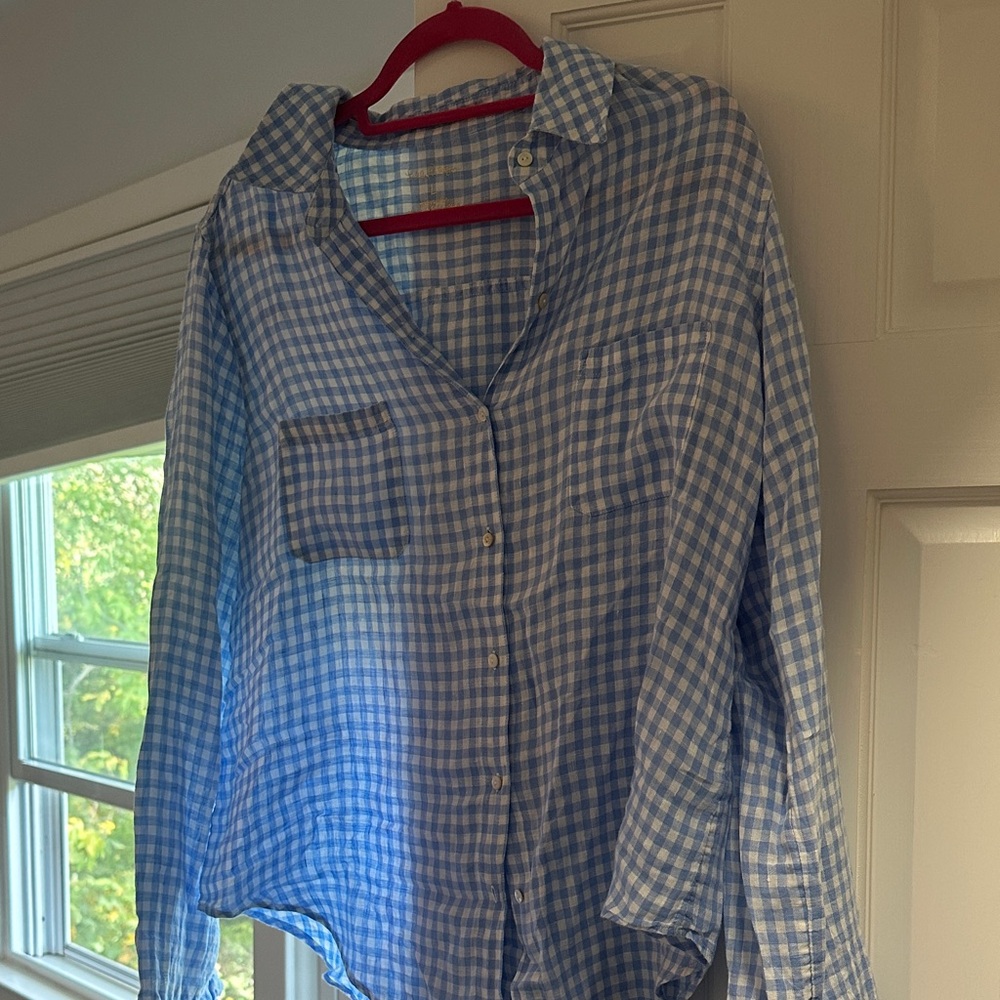 Lilly Pulitzer Blue Gingham Button Down Shirt